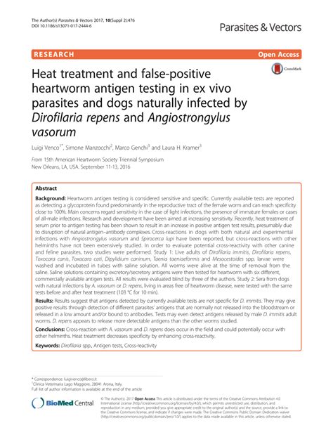 false positive heartworm antigen test.